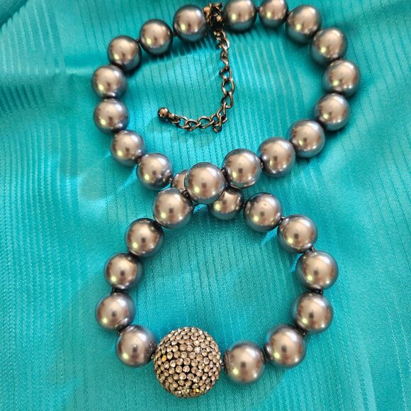 Jems Jewelry - BOLD and BEAUTIFUL SUITE of GRAY PEARL JEWELRY : NECKLACE, BRACELET, EARRINGS